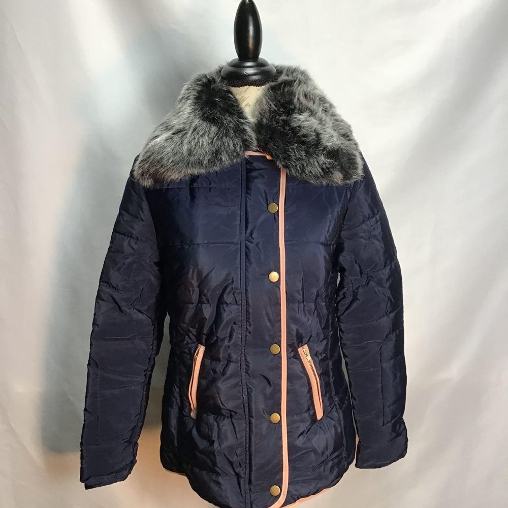 NWOT-Quilted Jacket W/Removeable Fur Collar